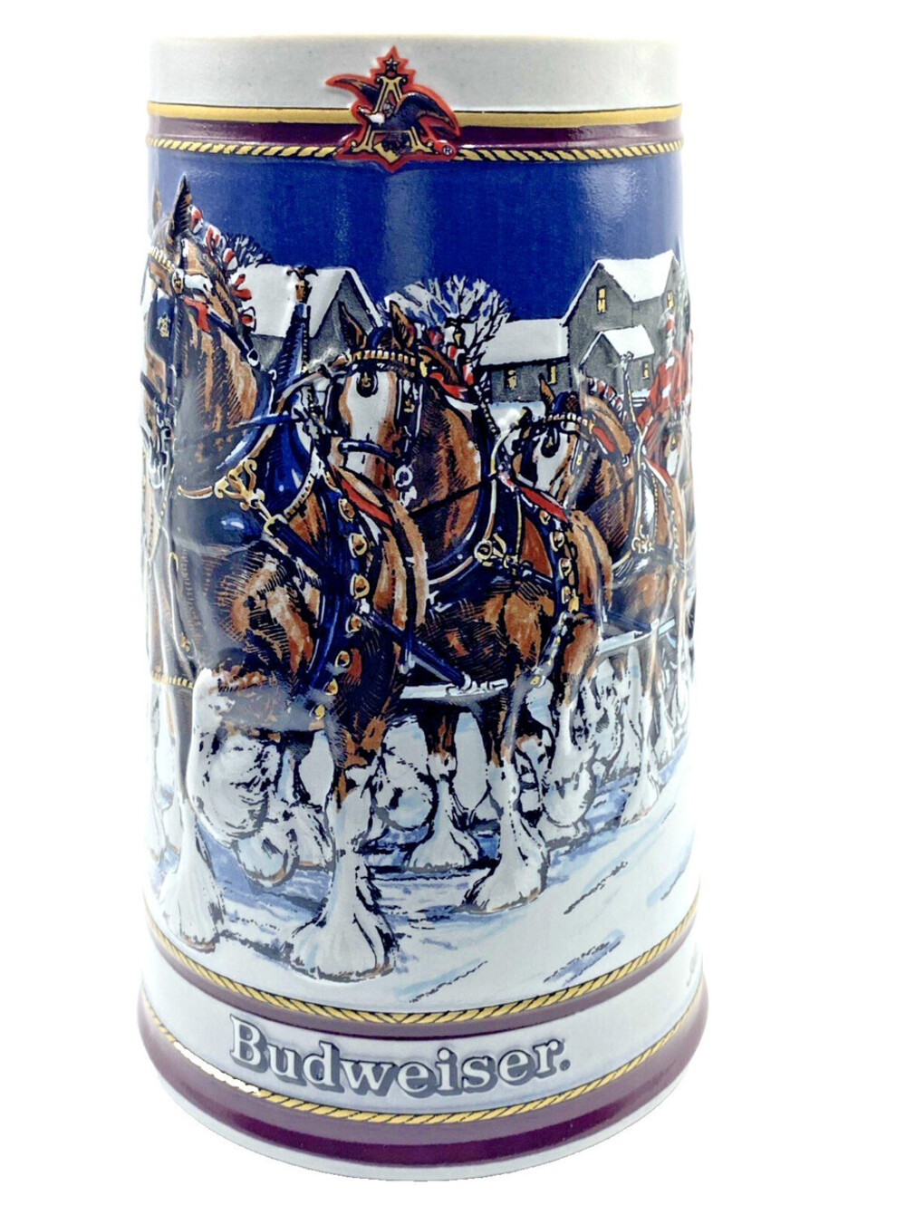 Vintage 1989 Budweiser Clydesdales Collector Series Beer Stein Ceramarte Brazil